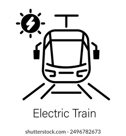 Election train power by solar energy, line style icon 