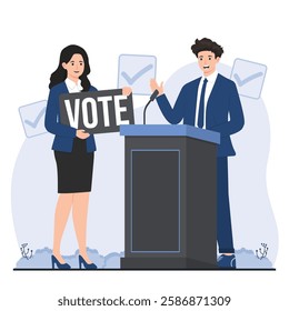 election vote campaign concept, highlighting voting, democracy, and political participation