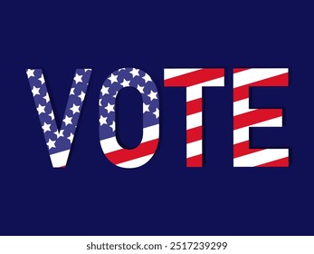 Símbolo de Ilustración vectorial del día de la votación electoral. Cartas para la campaña de las elecciones estadounidenses de 2024. Bandera americana.