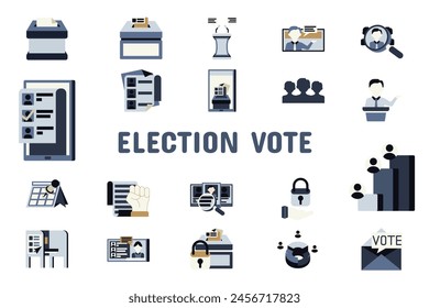 Election Vote Flat Vector Illustration Icon Sticker Set Design Materials