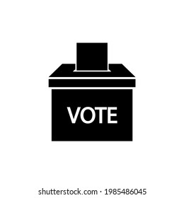 Election vote icon logo isolated on white background. Hand putting paper in a box icon