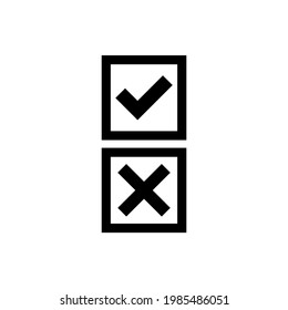 Logo für die Wahlstimmen einzeln auf weißem Hintergrund. Hand, die Papier in eine Kiste schreibt Symbol