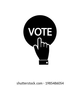 Election vote icon logo isolated on white background. Hand putting paper in a box icon