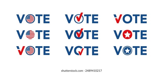 Election Vote. Political USA election campaign. Set icon isolated vector
