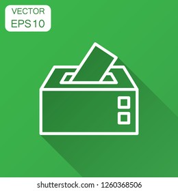 Election voter box icon in flat style. Ballot suggestion vector illustration with long shadow. Election vote business concept.