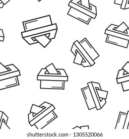 Election voter box icon seamless pattern background. Ballot suggestion vector illustration. Election vote symbol pattern.