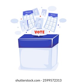 Election voting box, A group of election candidates into the box, Symbol of democracy with freedom of speech, Vector illustration