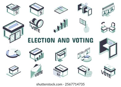 Election and Voting Flat Vector Illustration Icon Sticker Set Design Materials