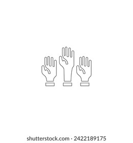 Election and voting icon set. Editable vector stroke. Candidate, Politics voting and People vote.   Government election, Raised hands, Document checklist. Online poll result. 