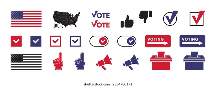 Election and voting icon set. Voting in election. Vector scalable graphics