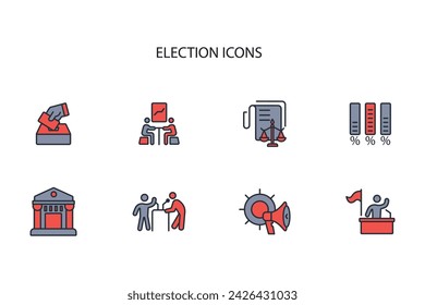 election and voting icon set.vector.Editable stroke.linear style sign for use web design,logo.Symbol illustration.