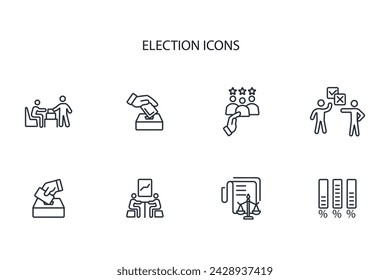 conjunto de iconos de elección y votación.vector.trazo editable.signo de estilo lineal para el uso de diseño web,logo.Ilustración de símbolo.