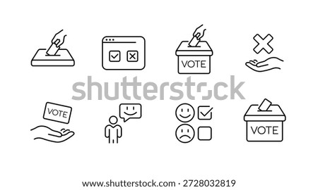 Election and voting icons: ballot boxes, checkboxes, and feedback symbols