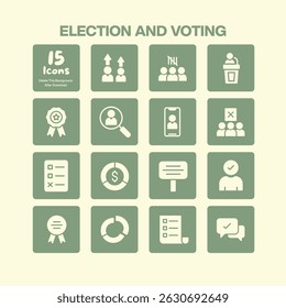 Elección e íconos de votación colección que representa la votación pública para la elección