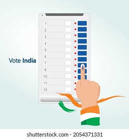 Election voting machine(EVM), voting finger with ink marked on nails. Illustration vector for the election campaign.