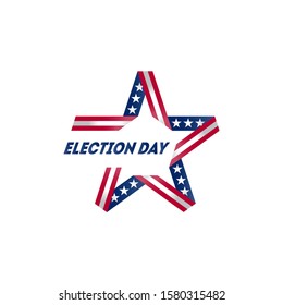 Election Voting Poster. Start Of Political Election Campaign. Logo With American Flag Colors And Symbols. Stylized Star.