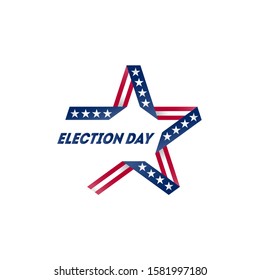 Election voting poster. Start of Political election campaign. Logotype with american flag colors and symbols. Vector Stylized star.