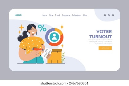 Election web or landing. Democratic procedure, citizens choosing political party or candidate by the electoral process. Character checking a ballot on a referendum. Flat vector illustration