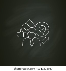 Icono de tiza ganadora de las elecciones. Candidato elegido, líder. Elección, concepto de votación. Democracia. Elecciones parlamentarias o presidenciales. Ilustración vectorial aislada en pizarra
