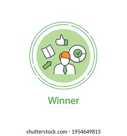 Election winner concept line icon. Elected candidate, leader. Choice, vote concept. Democracy. Parliamentary or presidential elections.Vector isolated conception metaphor illustration