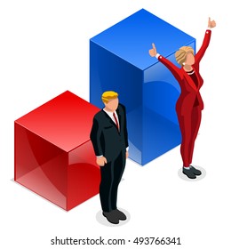 Election winner infographic party winner candidate convention. President vector icon. Flat isolated winner concept tribune president pedestal illustration