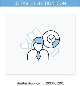 Icono de la línea ganadora de las elecciones. Candidato elegido, líder. Elección, concepto de votación. Democracia. Elecciones parlamentarias o presidenciales. Ilustración vectorial aislada. Trazo editable