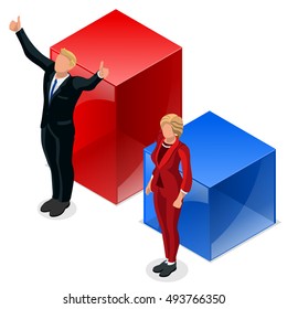 Election winner President trump infographic. Usa Us Republican party winner candidate convention. President trump vector icon. Flat isolated winner trump concept tribune president pedestal