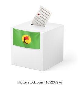 Election in Zaire: ballot box with voting paper isolated on white background