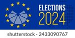 elections 2024 vector poster, european parliament symbol and yellow stars