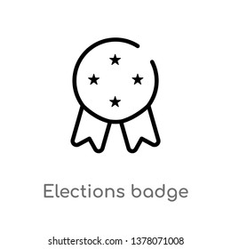 elections badge with a star vector line icon. Simple element illustration. elections badge with a star outline icon from political concept. Can be used for web and mobile