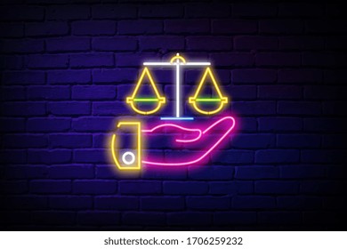 Las elecciones equilibran el icono de Libra en estilo neón. Los signos y símbolos se pueden utilizar para web, logotipo, aplicación móvil, UI, UX
