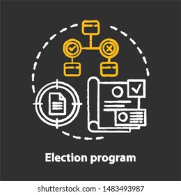 Elections chalk concept icon. Election program idea. Voting, referendum, public opinion and choice, plan of action. Presenting new ideas about government. Vector isolated chalkboard illustration