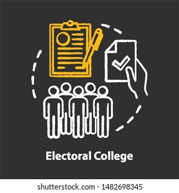 Elections chalk concept icon. Electoral college idea. Voting, choosing from political candidates, parties. Electorate, eligible, valid voters. Vector isolated chalkboard illustration