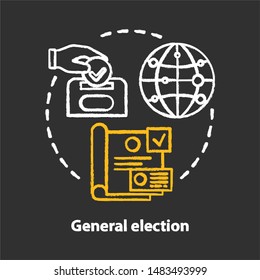 Elections chalk concept icon. General election idea. Voting, choosing from political candidates, parties. Referendum, public choice, decision. Vector isolated chalkboard illustration