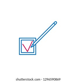 Elections, checking, pen outline colored icon. Can be used for web, logo, mobile app, UI, UX on white background
