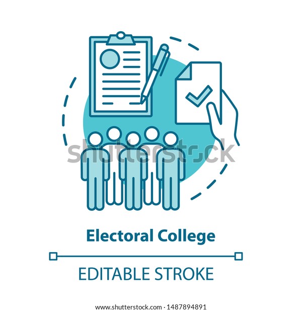 Elections concept icon. Electoral college idea\
thin line illustration. Voting, choosing from political candidates,\
parties. Electorate. Vector isolated outline drawing. Editable\
stroke