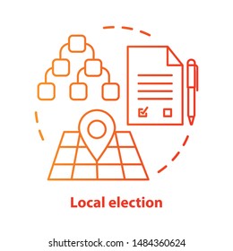 Elections concept icon. Local election idea thin line illustration. Voting, choosing from political candidates, parties. Mayor, council voting day. Vector isolated outline drawing. Editable stroke