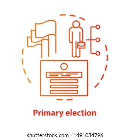 Elections concept icon. Primary election, ballot idea thin line illustration. Choosing new representers of  government, ministers, party members. Vector isolated outline drawing. Editable stroke