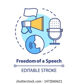 Elections concept icon. Propaganda. Freedom of speech idea thin line illustration. Free opinions and thoughts expressing. Democracy. Vector isolated outline drawing. Editable stroke
