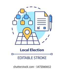Elections concept icon. Voting, choosing from political candidates, parties. Mayor, council voting day. Local election idea thin line illustration. Vector isolated outline drawing. Editable stroke