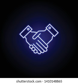 Elections handshake icon in neon style. Signs and symbols can be used for web, logo, mobile app, UI, UX