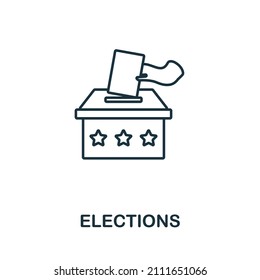 Elections icon. Line element from human rights collection. Linear Elections icon sign for web design, infographics and more.