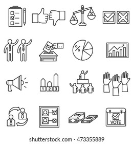 elections icons set. Thin line design