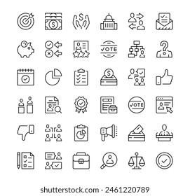 Elections icons set. Vector line icons. Black outline stroke symbols