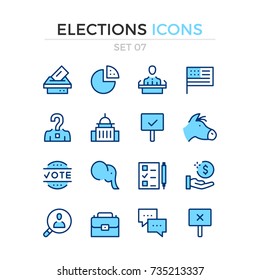 Elections icons. Vector line icons set. Premium quality. Simple thin line design. Modern outline symbols, pictograms.