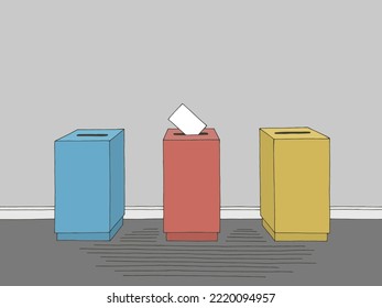 Boletín de votación interior de las elecciones colocado en la urna de votación gráfico de dibujos de color vector