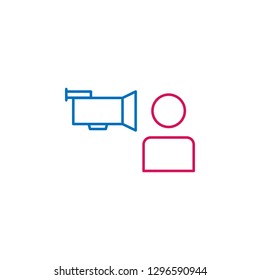 Elections, interview, camera, man outline colored icon. Can be used for web, logo, mobile app, UI, UX on white background