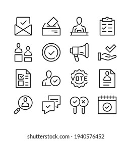 Elections line icons. Voting concepts. Simple linear symbols, modern outline elements. Vector line icons set