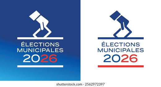 Elections municipales 2026: 2026 municipal elections in french, banner with ballot box pictogram