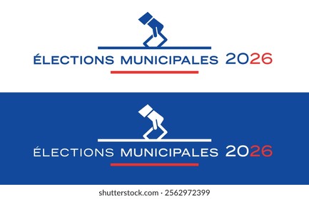 Elections municipales 2026: 2026 municipal elections in french, banner with ballot box pictogram